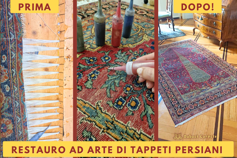 Ricostruzione porzione tappeto persiano Nain