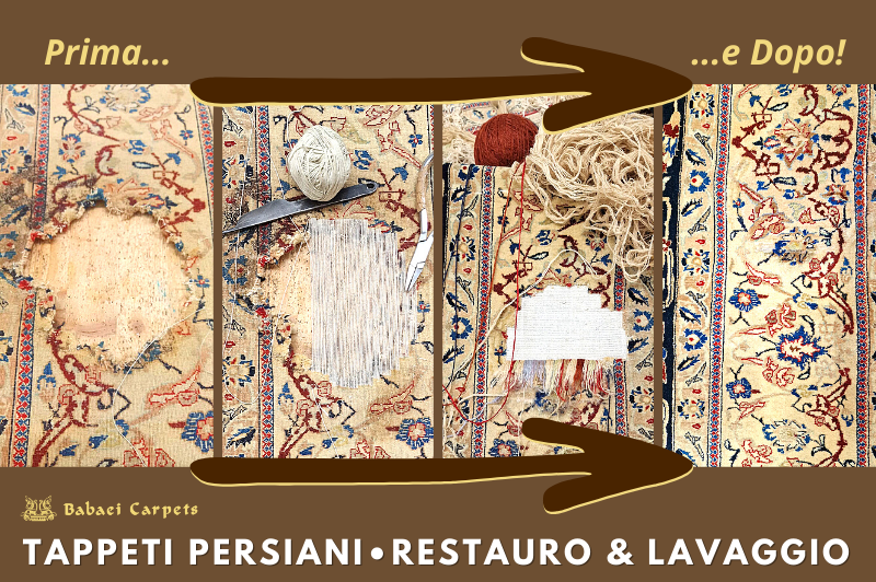 Ricostruzione porzione tappeto persiano Nain