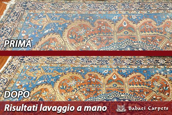Lavaggio tappeti a mano accuratissimo da Babaei Carpets Milano