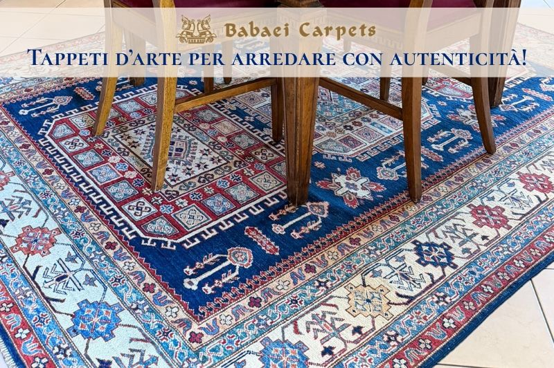 Dettaglio di un tappeto classico pregiato per la zona pranzo, ideale per la consulenza d'arredo personalizzata di Babaei Carpets Milano.
